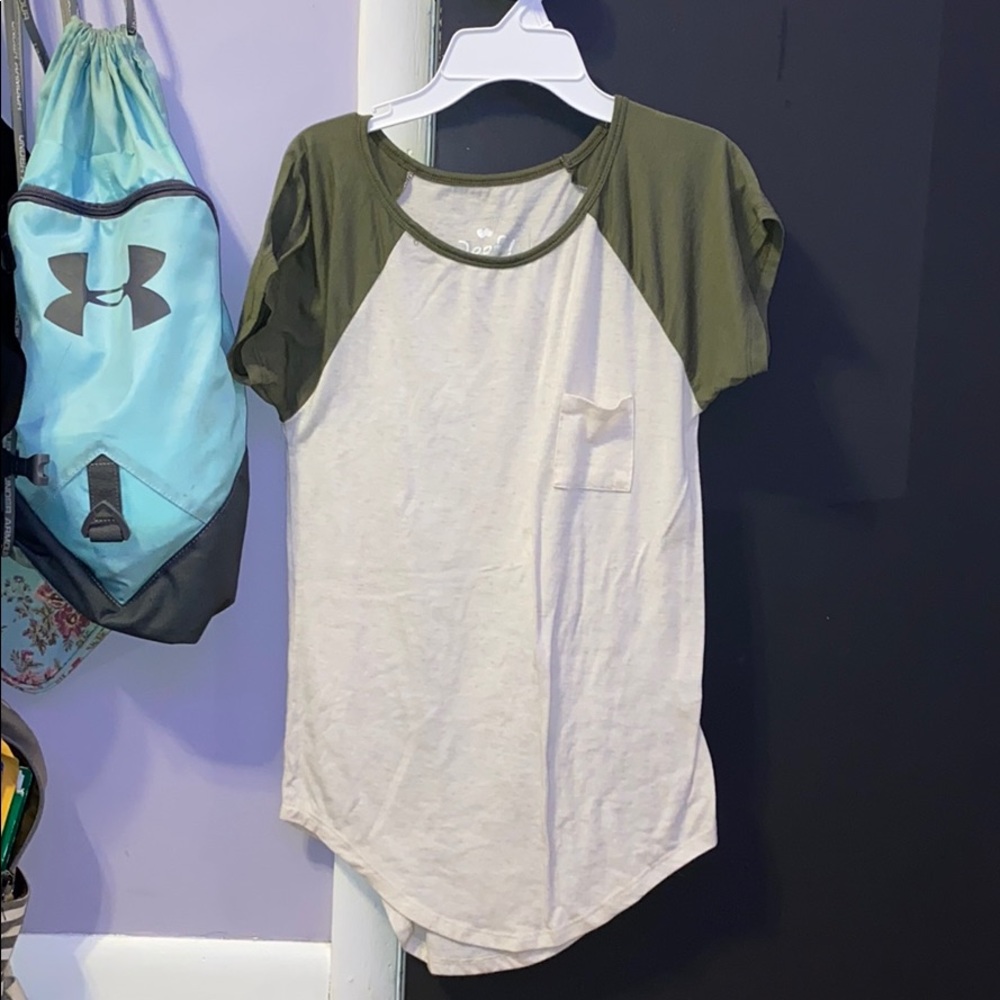 green + cream t shirt